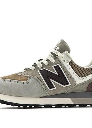 Серые женские кроссовки new balance 574 grey beige х нью беланс 38