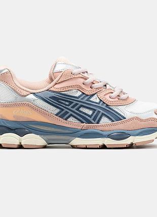 Жіночі пудрові кроссовки asics gel nyc beige blue white х асикс 38