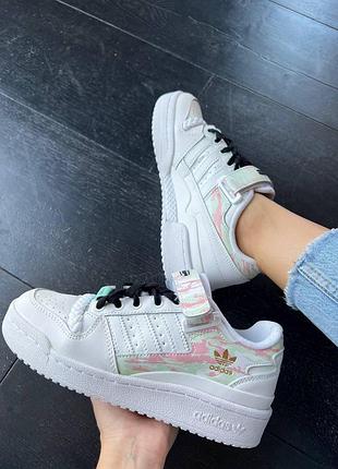 Жіночі білі кросівки adidas forum low cloud white х форум 37