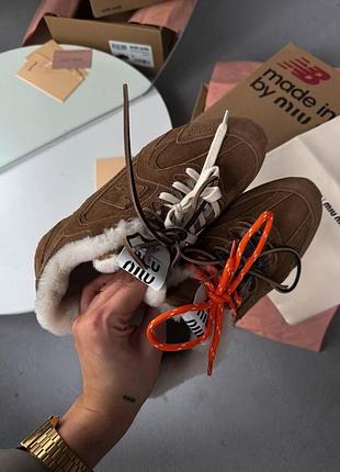 Коричневые кроссовки унисекс new balance 530 miu miu brown winter fur x нью беланс 38