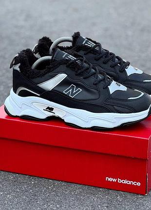 Черные мужские кроссовки new balance black grey termo fur winter x нью беланс 40