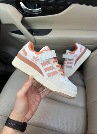 Білі кросівки унісекс adidas forum 84 low white cream orange х форум 43
