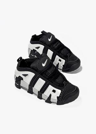 Черно-белые кроссовки унисекс nike air more uptempo low black photon dust х аптемпо 40
