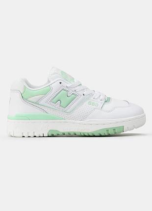 Белые кроссовки унисекс new balance 550 white green х нью беланс 38