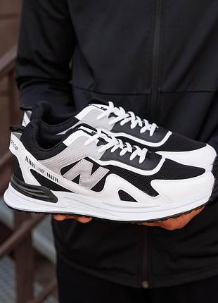 Мужские черно-белые кроссовки new balance white black grey х нью беланс 40
