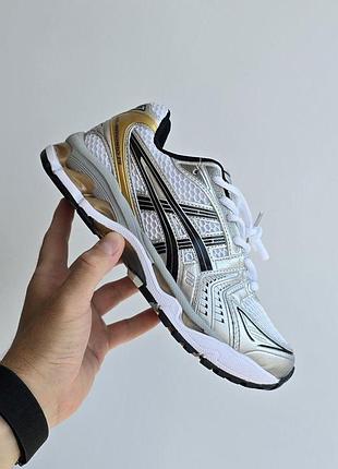 Женские серые кроссовки asics gel kayano 14 white silver black gold х ассикс 37