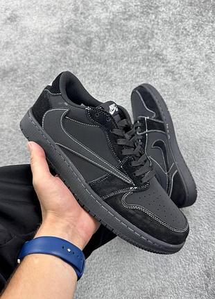 Чорні кросівки унісекс air jordan 1 low travis scott og phantom х джордан 39