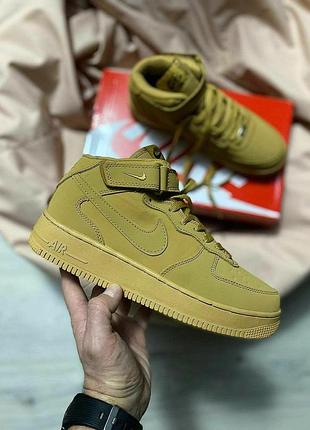 Коричневые мужские кроссовки nike air force 1 high flax winter fur x эйр форс 44