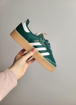 Зеленые женские кроссовки adidas samba xlg platform green x самба 37