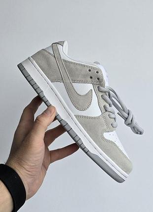 Серые кроссовки унисекс nike sb dunk low grey white х данк 36