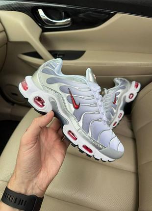 Женские белые кроссовки nike air max tn white grey red х эйр макс тн 40