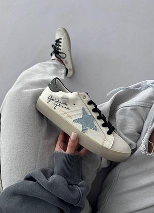 Белые женские кроссовки golden goose ggdb sstar white blue black х голден гус 40