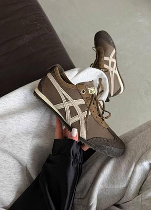Коричневые кроссовки унисекс asics onitsuka tiger canyon cream х ассикс 38