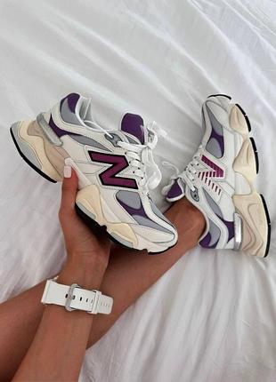 Светлые кроссовки new balance 9060 magenta white grey purple х нью беланс 37