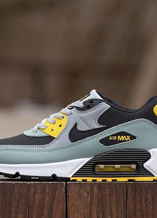 Чоловічі сірі кросівки nike air max 90 green grey black yellow х ейр макс 40