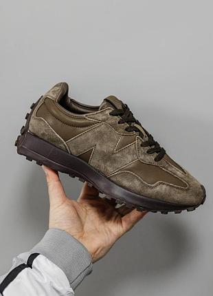 Мужские кроссовки хаки new balance 327 khaki brown х нью беланс 41