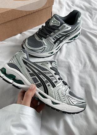Серые кроссовки унисекс asics gel kayano 14 silver green х ассикс 36