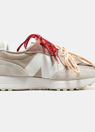 Бежевые кроссовки унисекс new balance 327 beige х нью беланс 44