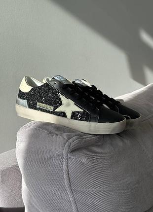Чорні жіночі кросівки golden goose ggdb star black sparkles х голден гус 40