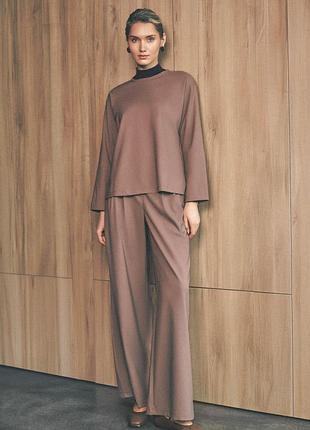 Штани с итальянской костюмки l-xl. коричневый