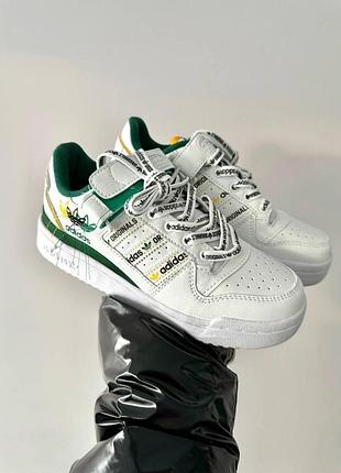 Белые кроссовки унисекс adidas forum 84 low white green х форум 41