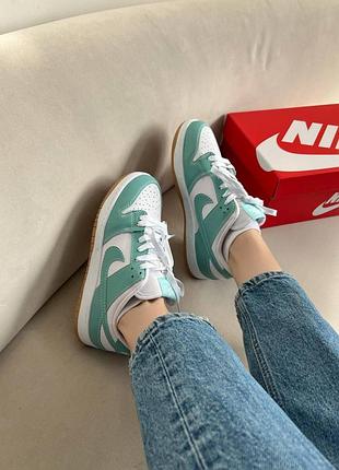 Белые кроссовки унисекс nike sb dunk low white mint х данк 40