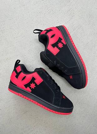 Чорні кросівки унісекс dc shoes court graffik black red х дісі 40