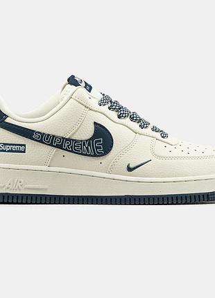 Мужские бежевые кроссовки nike air force 1 low supreme beige blue х эйр форс 42