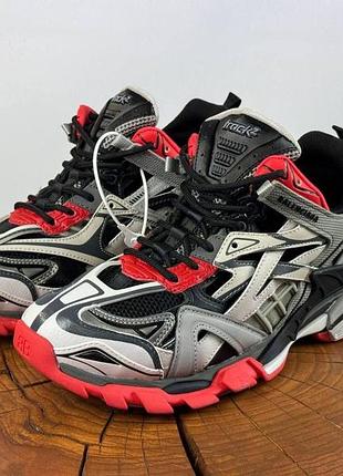 Серые кроссовки унисекс balenciaga track grey black red x баленсиага 39