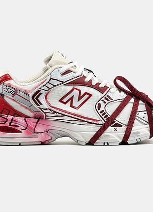 Женские белые кроссовки new balance 530 white red custom х нью беланс 36