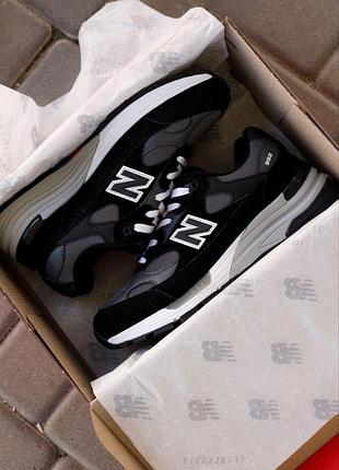 Черные мужские кроссовки new balance 992 black grey white х нью беланс 44