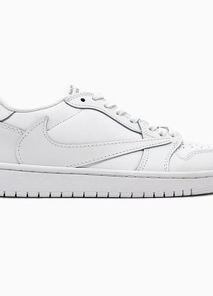 Белые кроссовки унисекс jordan 1 low travis scott white party х джордан 41