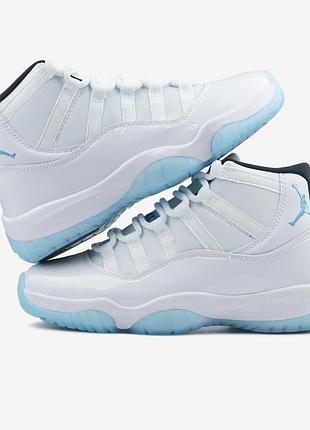 Белые кроссовки унисекс air jordan 11 high legend blue х джордан 45