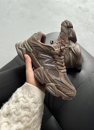 Коричневі кросівки унісекс new balance 9060 chocolate brown х нью беланс 42