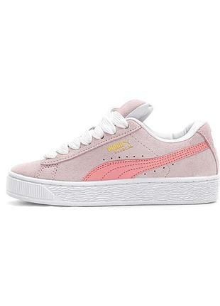 Розовые женские кроссовки puma suede xl pink white х пума 36