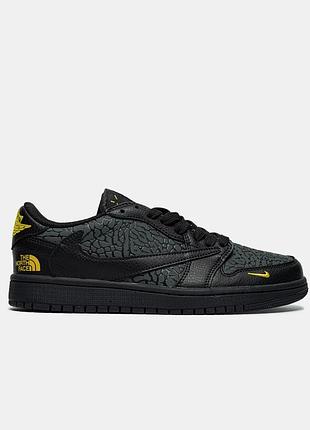 Чоловічі чорні кросівки air jordan 1 low tnf elephant print black х джордан 41