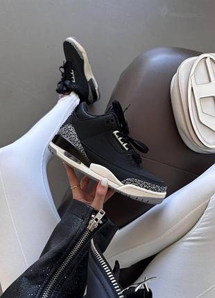 Чорні кросівки унісекс nike air jordan 3 off noir black х джордан 43