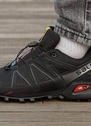 Мужские черные кроссовки salomon speedcross 3 black white х саломон 43