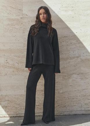 Жіночий костюм із італійської вʼязки xxl-3xl. чорний