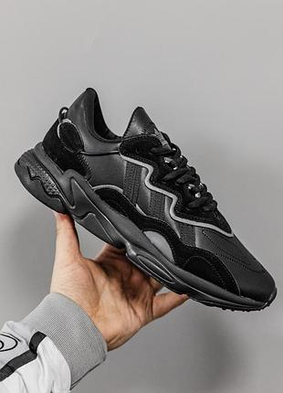 Мужские черные кроссовки adidas ozweego black х озвего 44