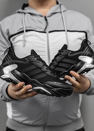 Черные мужские кроссовки adidas terrex black silver х террекс 45