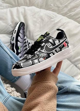 Чёрно-белые кроссовки найк эйр форс унисекс nike air force low worldwide black white 42