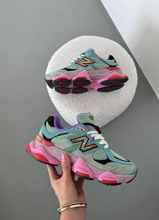 Жіночі замшеві бірюзові кросівки new balance 9060 multicolor х нью беланс 38