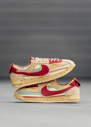 Бежевые кроссовки nike cortez un la white grey pink blue унисекс найк кортез 41