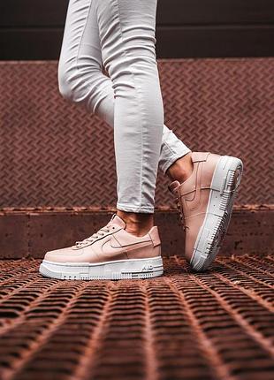 Бежевые кожаные кроссовки найк эйр форс унисекс nike air force 1 pixel particle beige pink 37