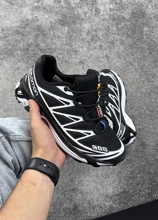 Мужские черные кроссовки salomon xt-6 black white х саломон 41