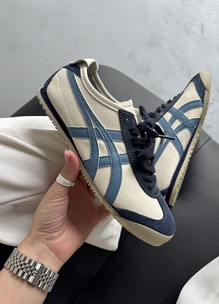 Женские бежевые кроссовки asics onitsuka tiger mexico beige blue х асикс 39