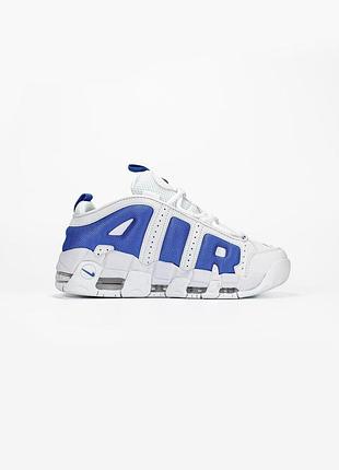 Білі кросівки унісекс nike air more uptempo white blue х найк ейр форс 45