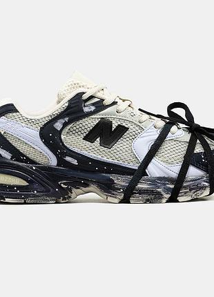 Бежевые кроссовки унисекс new balance 530 custom beige black silver edition х нью беланс 41