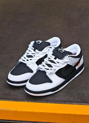 Чоловічі чорно-білі кросівки nike sb dunk low pro tightbooth black white х данк 45